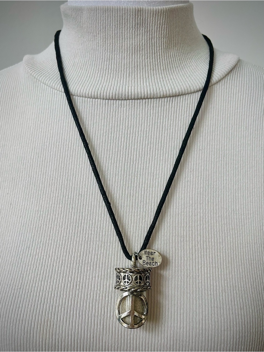 Beachcore Hippie Revival Peace Sand Jar Necklace - Picture 5 of 10